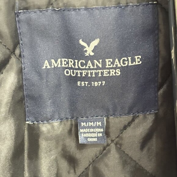 American Eagle Black Embroidered Bomber Jacket Size Medium - Picture 13 of 13